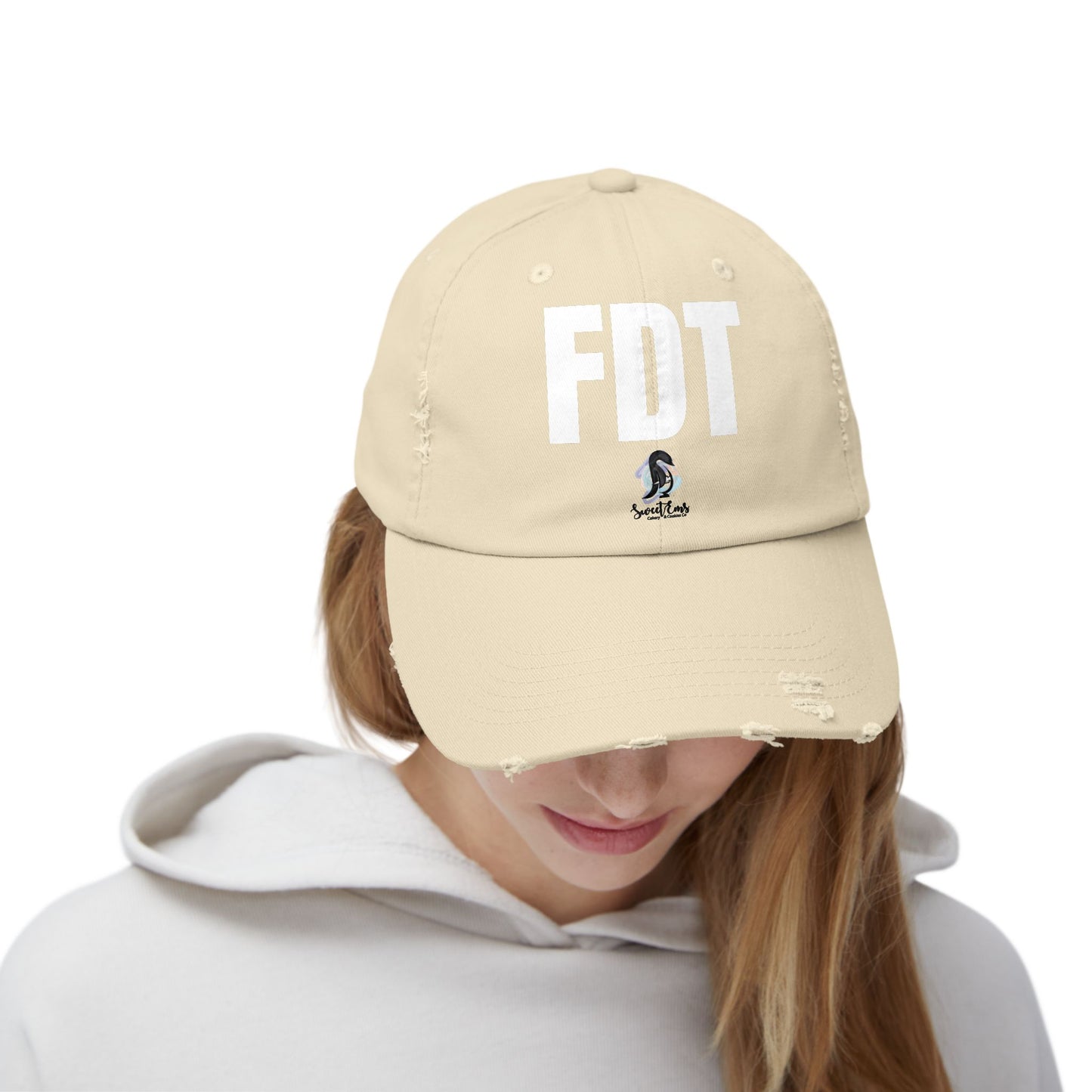 Distressed Cap — FDT Logo Embroidered Vintage Baseball Hat