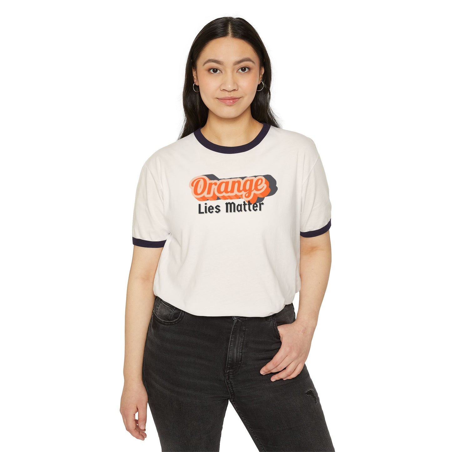 Ringer T-Shirt — "Orange Lies Matter" Retro Graphic Tee