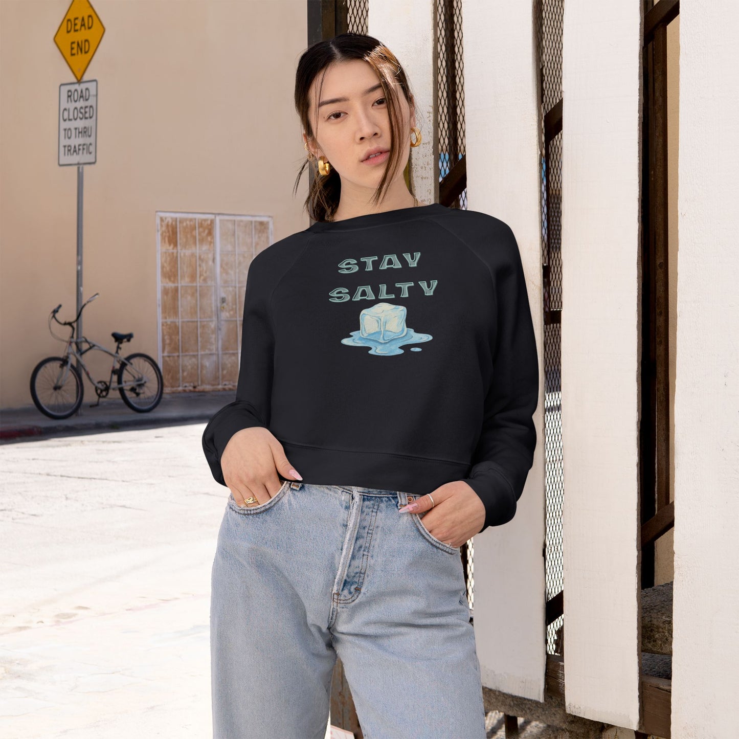 Stay Salty Cropped Pullover — Women's Fleece Sweatshirt