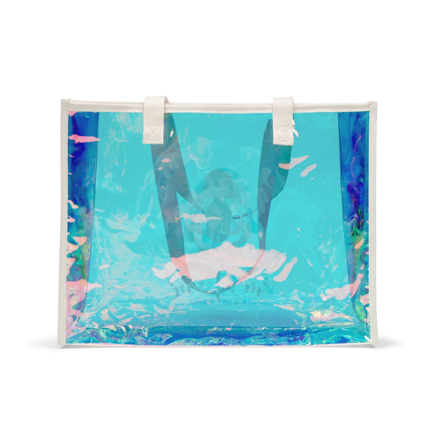 Holographic Beach Tote Bag — Iridescent Clear Summer Shopper