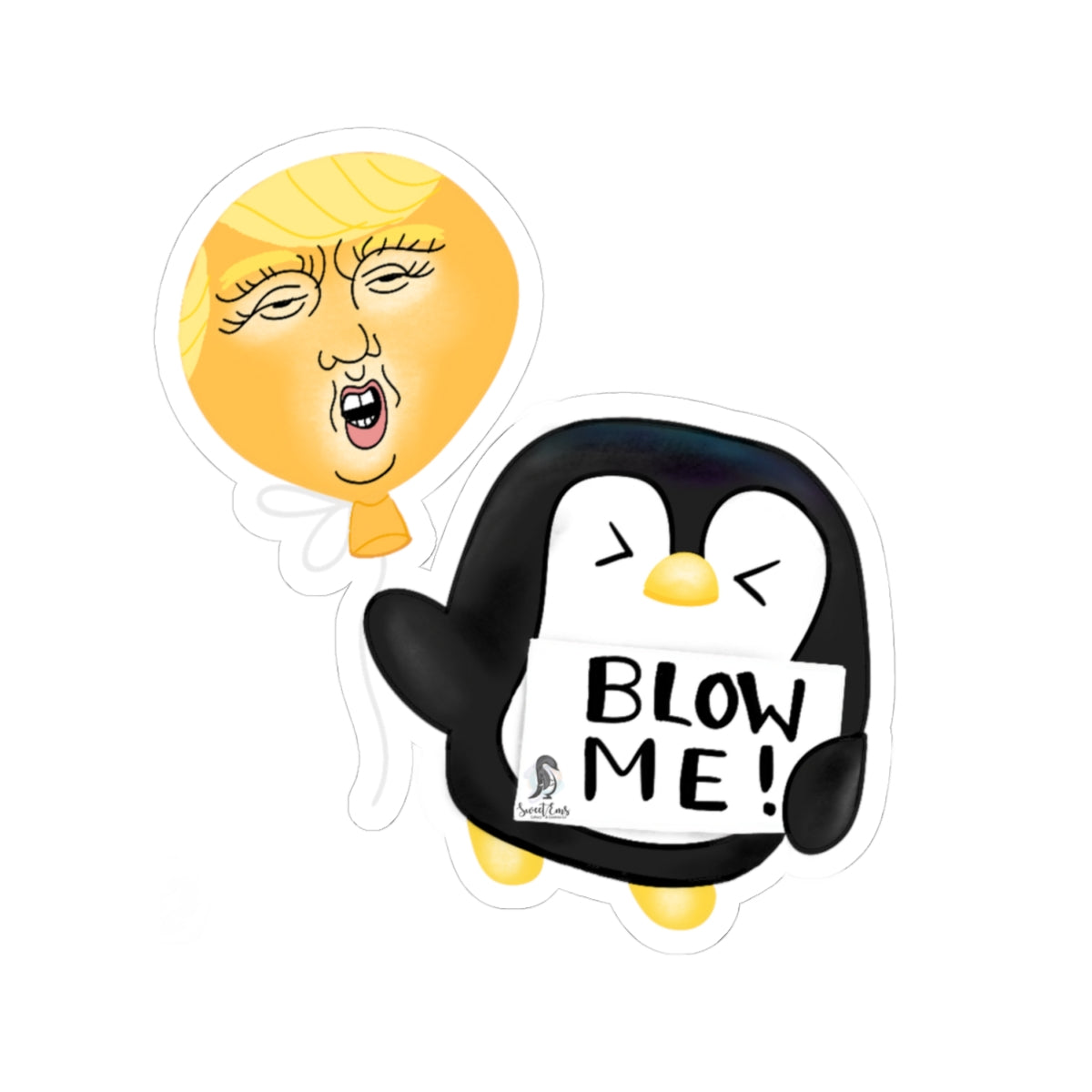 Blow Me Bubba FDT Penguin Illustrated Kiss-Cut Sticker