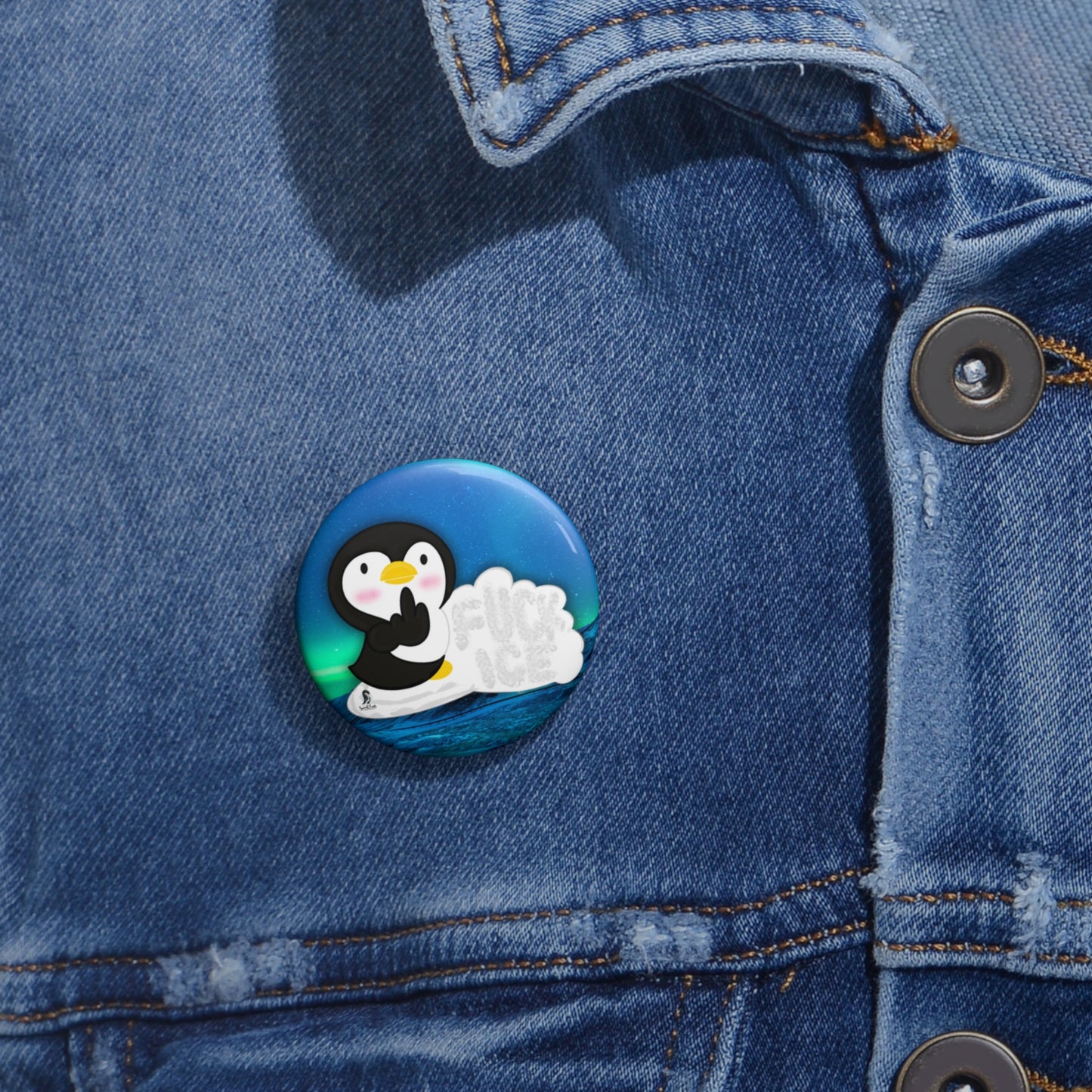 Fuck ICE FDT Penguin Aurora Pin Button