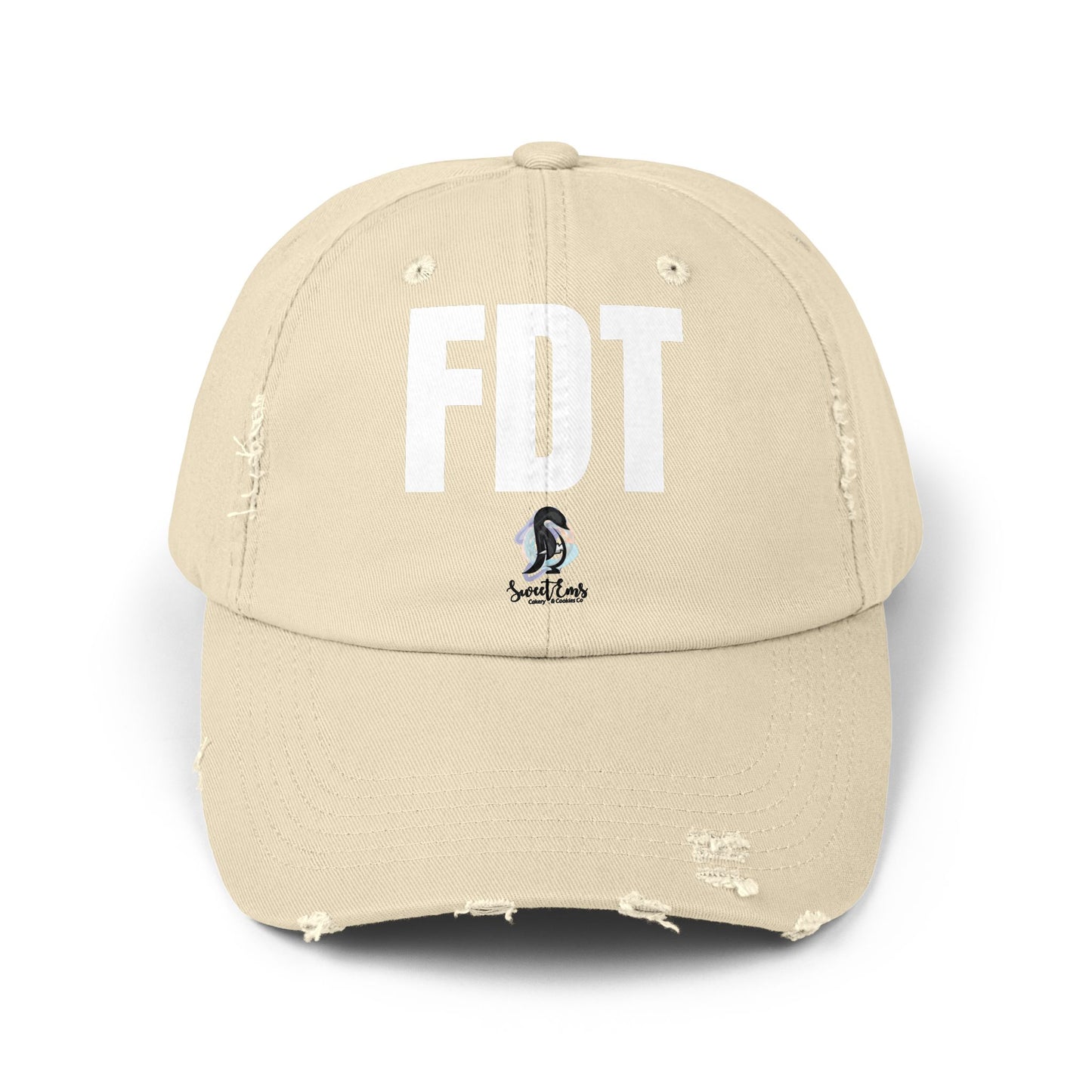 Distressed Cap — FDT Logo Embroidered Vintage Baseball Hat