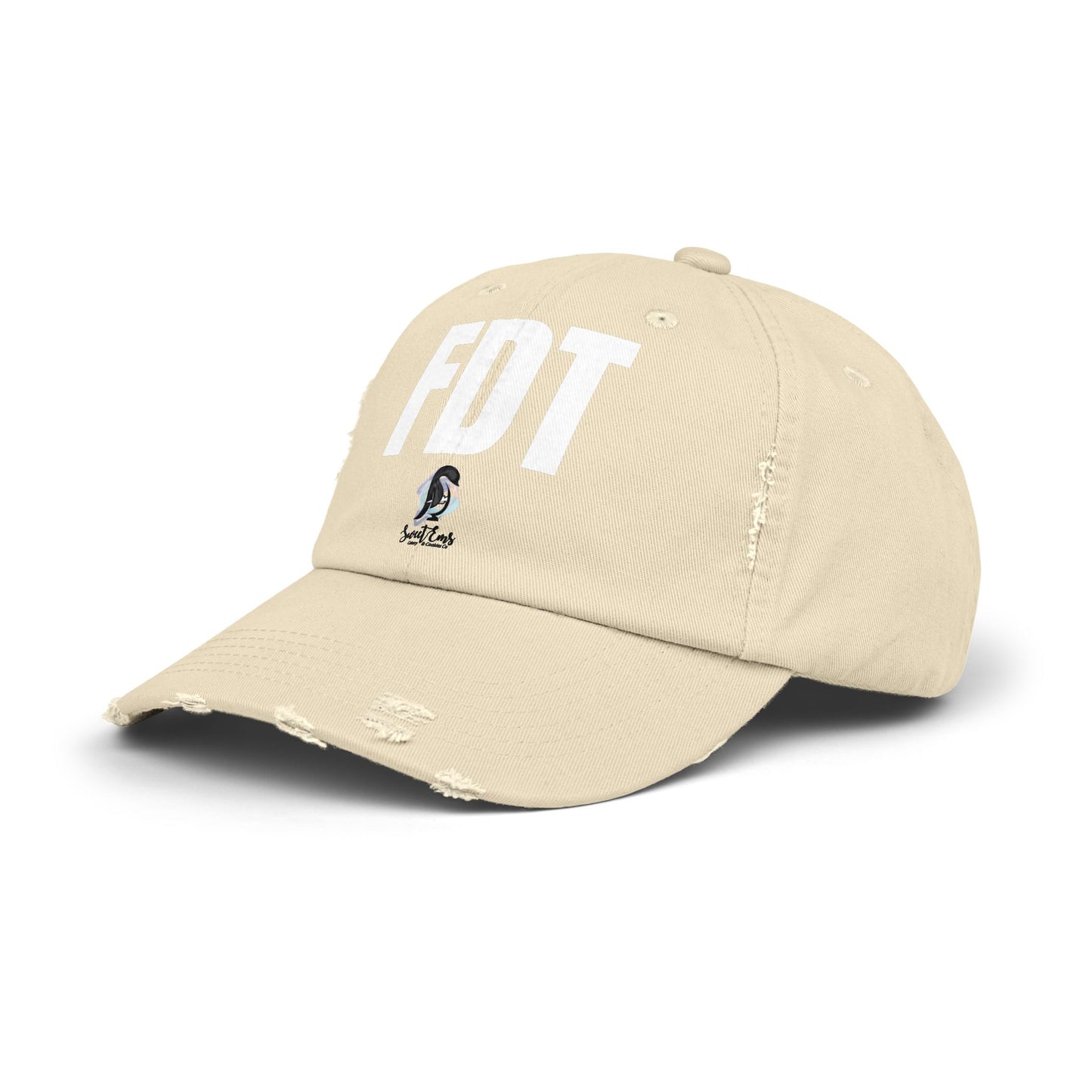 Distressed Cap — FDT Logo Embroidered Vintage Baseball Hat