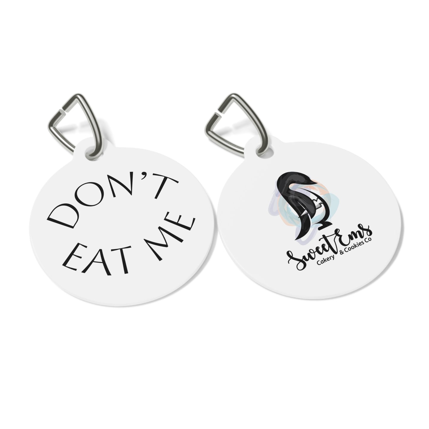 "Don't Eat Me" Round Pet ID Tag — Cute Penguin Design