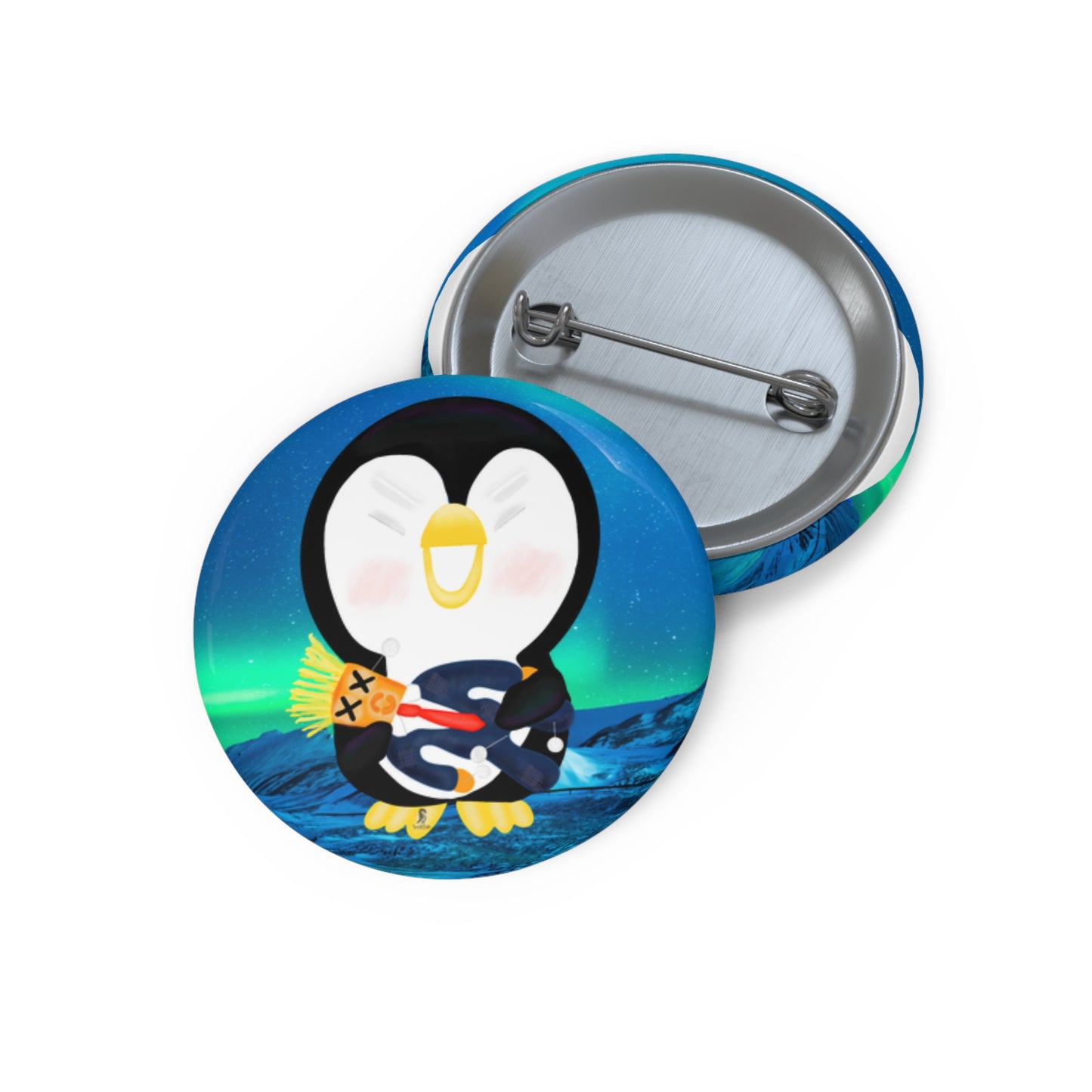 Voodoo Doll FDT Illustrated Penguin Pin Button