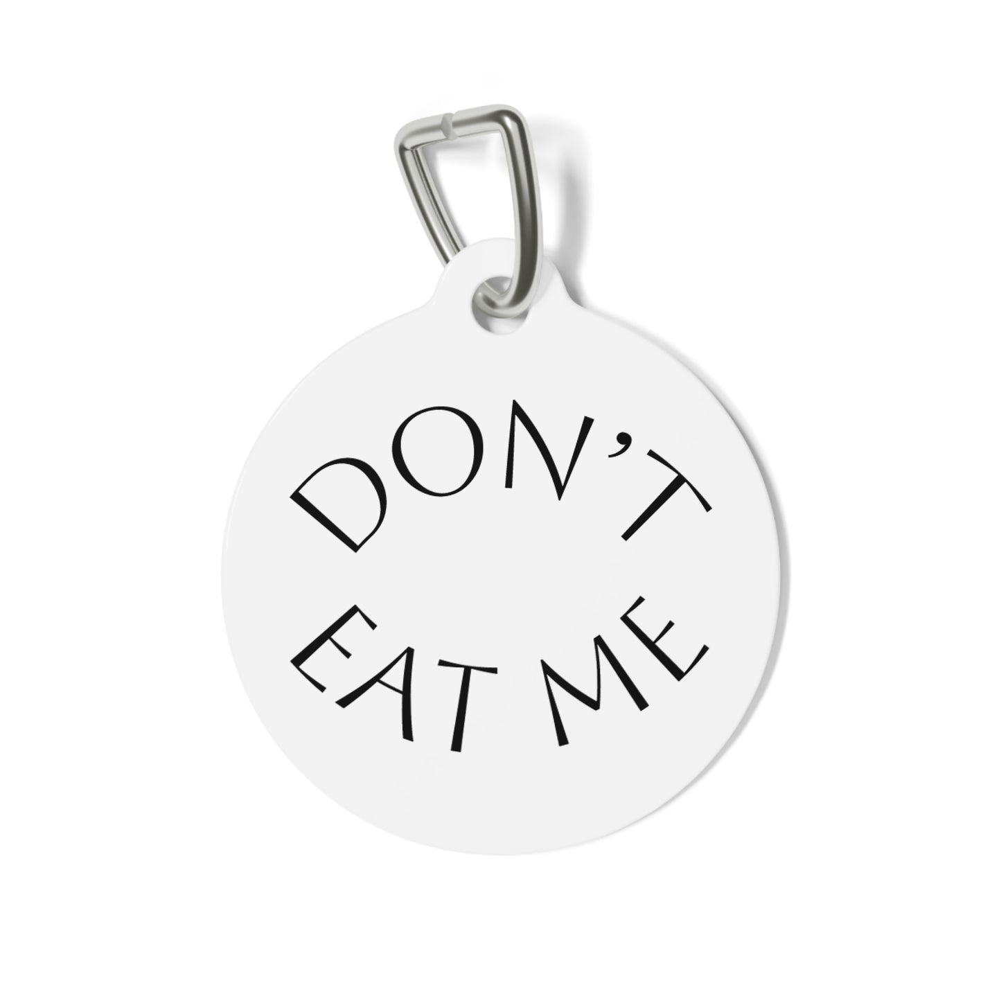 "Don't Eat Me" Round Pet ID Tag — Cute Penguin Design