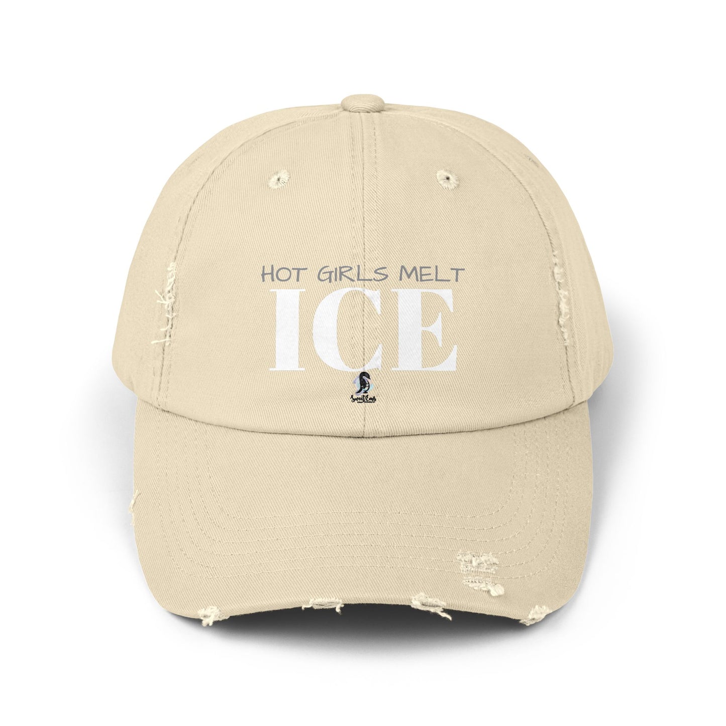 Distressed Baseball Cap — "Hot Girls Melt Ice" Vintage Hat